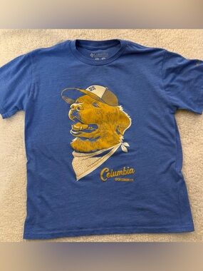 Columbia Blue T-Shirt with Yellow Graphic Dog